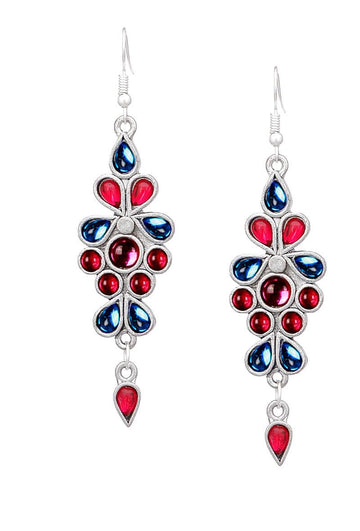Colourful German Silver Afghan Earrings